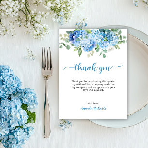 Carte De Remerciements Baby-Shower Fleur d'Hydrangea Bleue