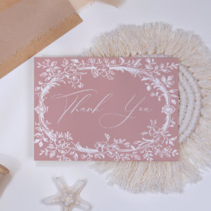 Carte De Remerciements Baby-Shower Fleur Rose Vintage Intemporel