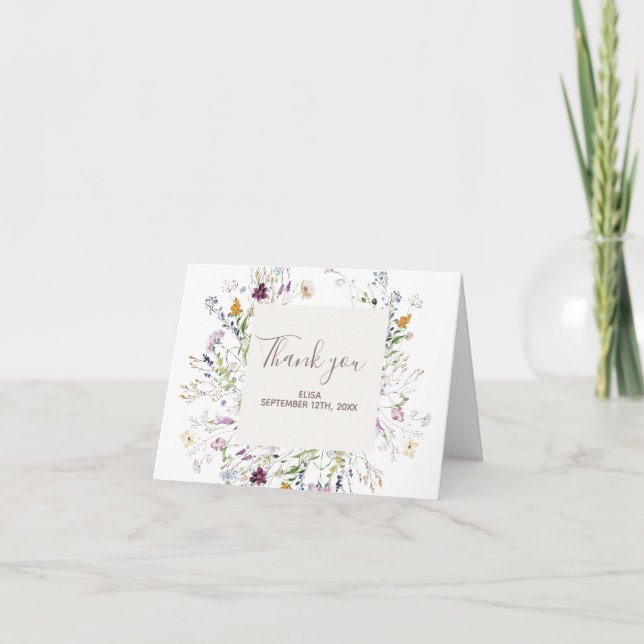 Carte de remerciements Baby shower fleur sauvage (Devant)