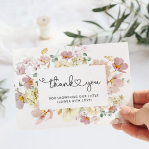 carte de remerciements baby shower fleur sauvage