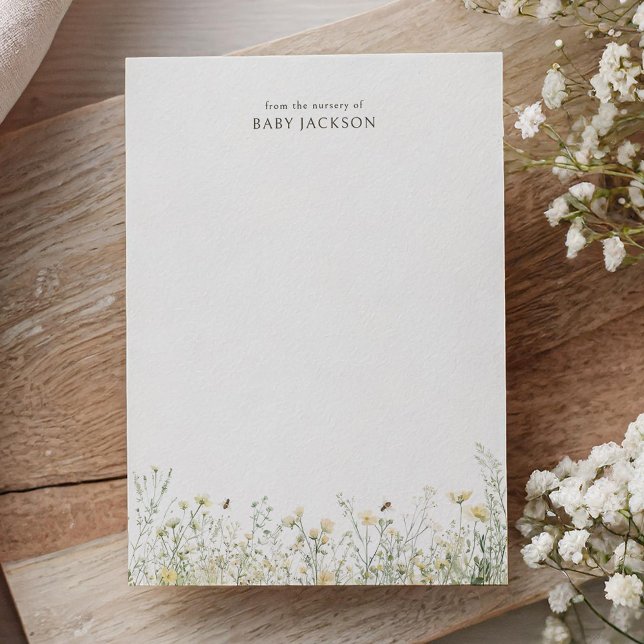 Carte De Remerciements Baby shower fleur sauvage Bee (Créateur téléchargé)