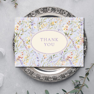 Carte De Remerciements Baby shower Fleur sauvage bleu lavande