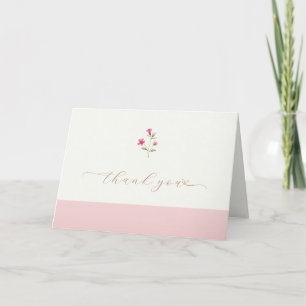 Carte De Remerciements Baby shower Fleur sauvage Boho minimaliste rose