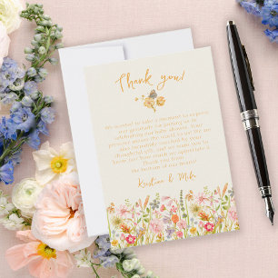 Carte De Remerciements Baby Shower Fleur Sauvage Botanique Vintage