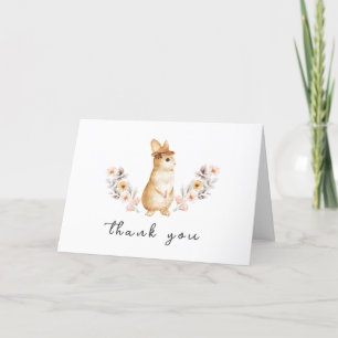 Carte De Remerciements Baby shower Fleur sauvage de lapin neutre pour les