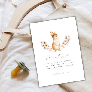 Carte De Remerciements Baby shower Fleur sauvage de lapin simple neutre p