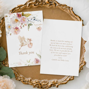 Carte De Remerciements Baby Shower Fleur Sauvage de Printemps