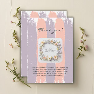 Carte De Remerciements Baby Shower Fleur Sauvage Genre Neutre Pastel