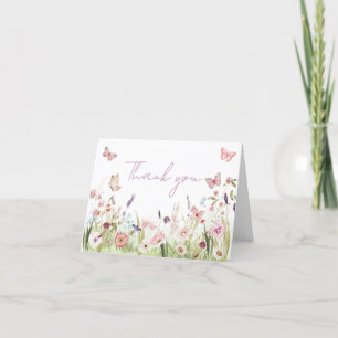Carte De Remerciements Baby shower Fleur sauvage Little Butterfly