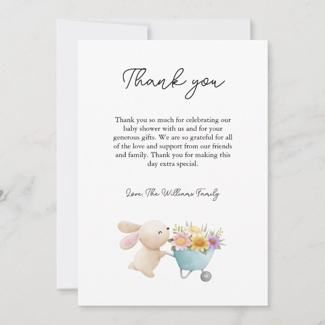 Carte De Remerciements Baby shower Fleur sauvage mignon et simple petit l (Devant)