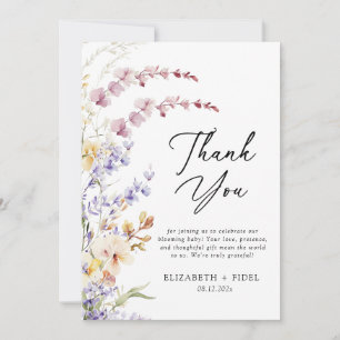 Carte De Remerciements Baby shower Fleur sauvage moderne