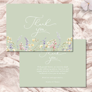 Carte De Remerciements Baby shower Fleur sauvage Sage Green