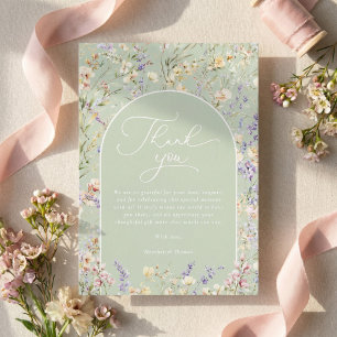 Carte De Remerciements Baby Shower Fleur Sauvage Vert Sauge