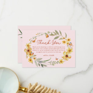 Carte De Remerciements Baby shower Fleur sauvage Wreath Boho