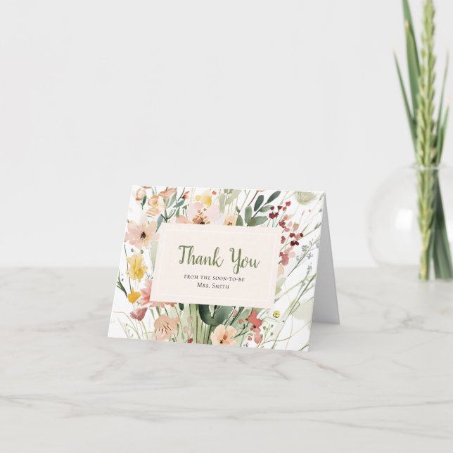 Carte De Remerciements Baby Shower Fleurs des Champs (Devant)