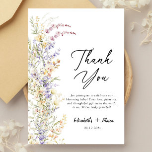 Carte De Remerciements Baby Shower Fleurs Sauvages Modernes