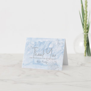 Carte De Remerciements Baby Shower Flocon de Neige Bleu Hiver Gelé