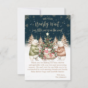 Carte De Remerciements Baby Shower Flocon de Neige Ours Polaire d'Hiver