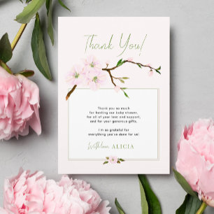 Carte De Remerciements Baby shower floral à ressort rose vif