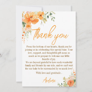 Carte de remerciements Baby shower floral aquarell