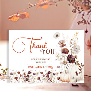 Carte De Remerciements Baby Shower Floral Automnal Rustique Citrouille