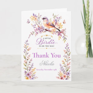 Carte De Remerciements Baby Shower Floral Birdie
