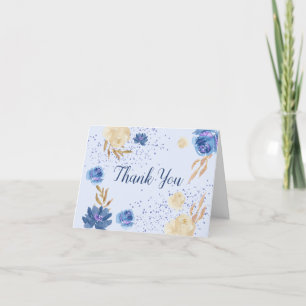 Carte De Remerciements Baby shower Floral Bleu