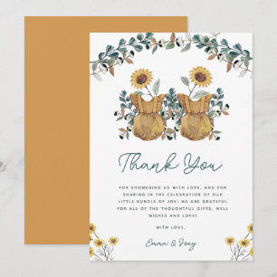 Carte De Remerciements Baby shower Floral Boho