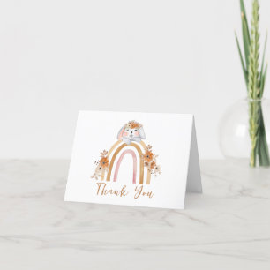 Carte De Remerciements Baby shower Floral Boho Bunny Rainbow