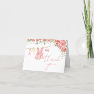 Carte De Remerciements Baby shower Floral Boho Rose