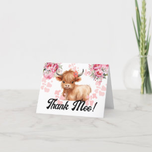 Carte De Remerciements Baby shower Floral de la Vache Sainte