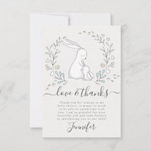 Carte De Remerciements Baby shower floral de lapin neutre pour les hommes