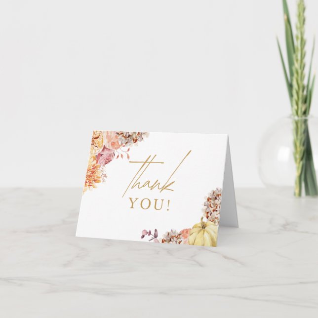 Carte De Remerciements Baby shower floral de Little Citrouille Fall (Devant)
