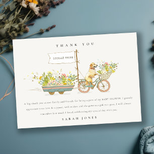 Carte De Remerciements Baby shower Floral Golden Retriever cultivé locale