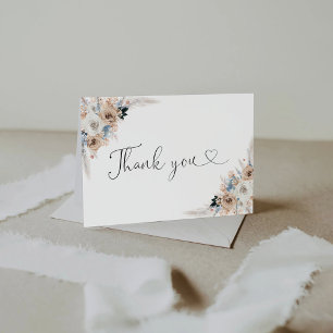 Carte De Remerciements Baby shower Floral Ivory Et Blue Boho