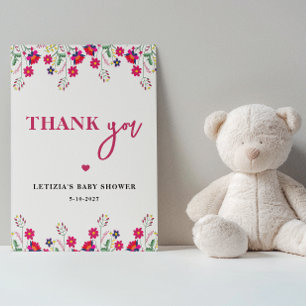 Carte De Remerciements Baby Shower Floral Mexicain