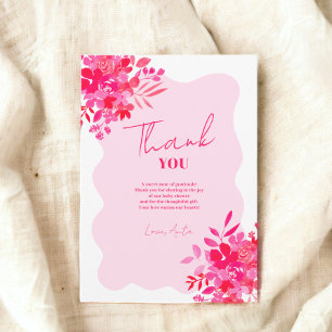 Carte De Remerciements Baby shower floral rose chaud