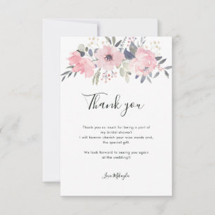 Carte De Remerciements Baby Shower Floral Rose Foncé avec Aquarelle