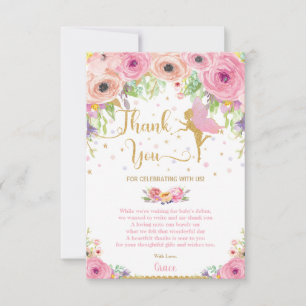 Carte De Remerciements Baby shower floral rose Whimsal Fairy