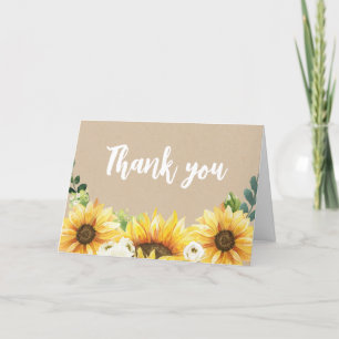 Carte De Remerciements Baby shower floral rustique de tournesol