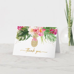 Carte De Remerciements Baby shower floral tropical à ananas
