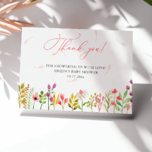 Carte De Remerciements Baby Shower Floral Végétal Rustique