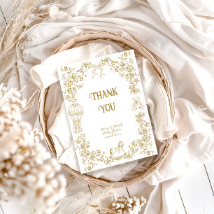 Carte De Remerciements Baby shower floral Whimsical de Toile neutre pour 