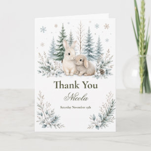 Carte De Remerciements Baby-Shower Forêt d'Hiver