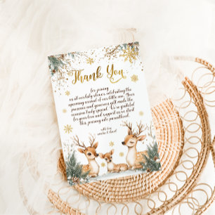 Carte De Remerciements Baby Shower forêt enneigée en hiver