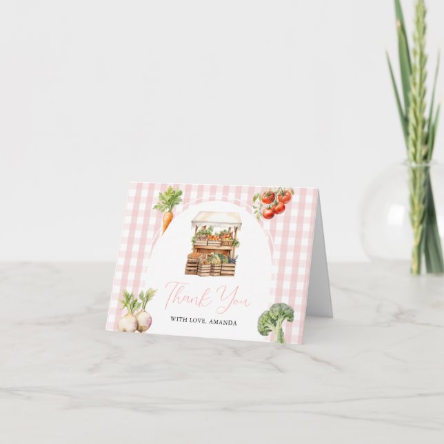 Carte De Remerciements Baby shower frais à croissance locale En vichy (Devant)