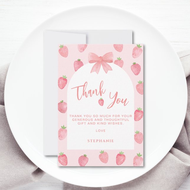 Carte De Remerciements Baby shower fraise  (Créateur téléchargé)