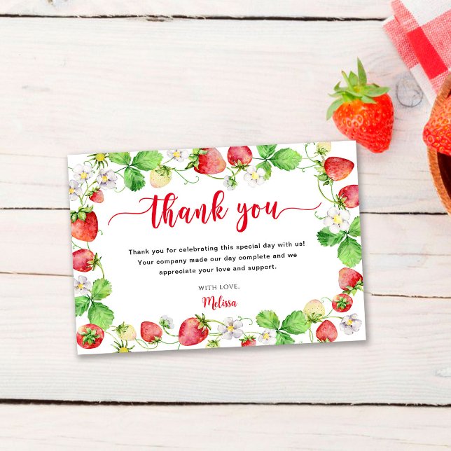 Carte De Remerciements Baby Shower Fraise (Créateur téléchargé)