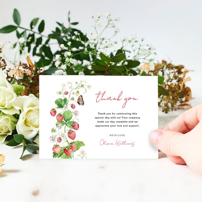 Carte De Remerciements Baby Shower Fraise (Créateur téléchargé)