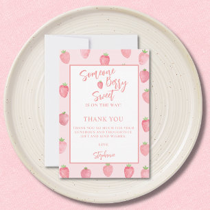 Carte De Remerciements Baby Shower Fraise Sucrée Bébé Fille